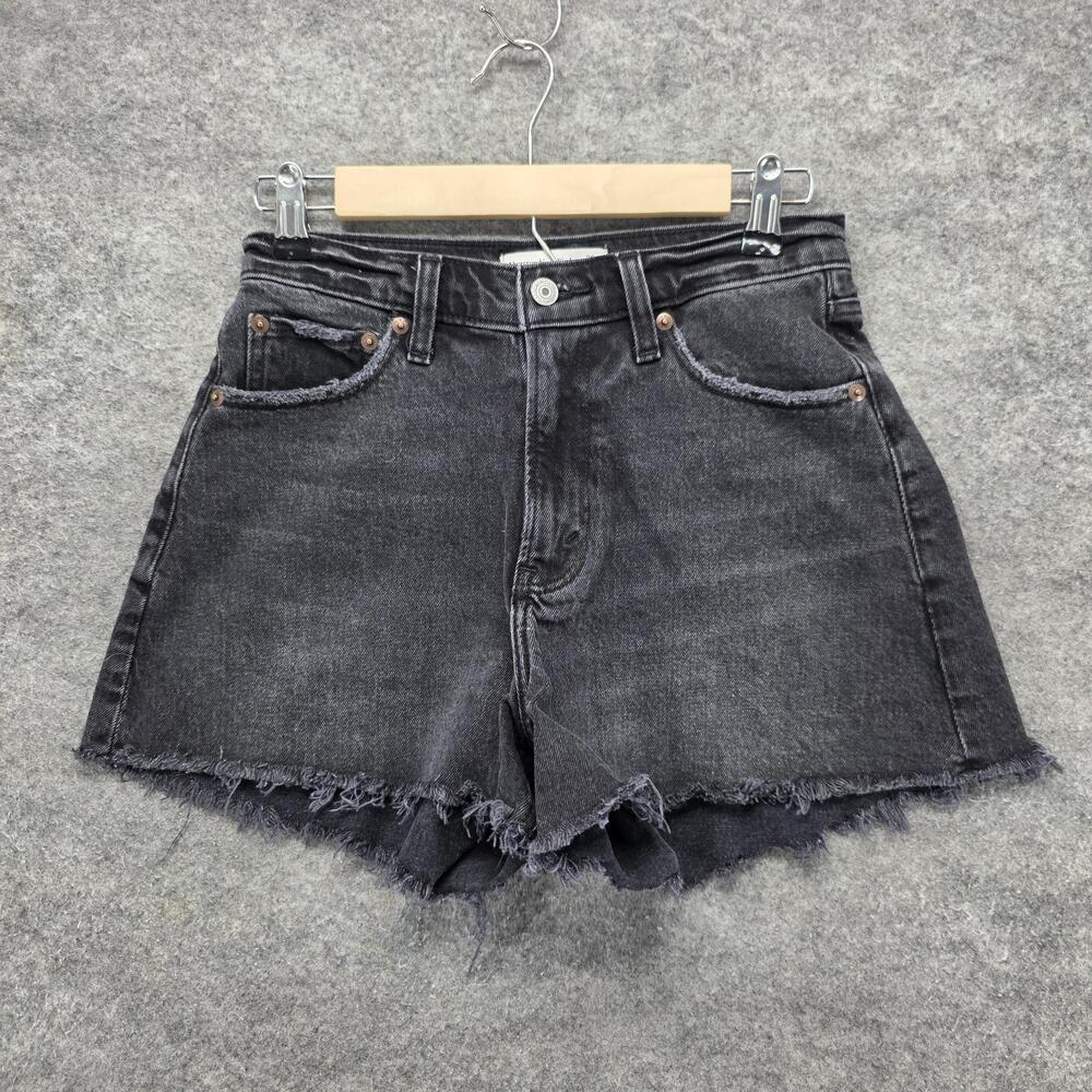 Abercrombie & Fitch Shorts Womens 2 Black Cut-Off Denim High Rise 3 Inseam